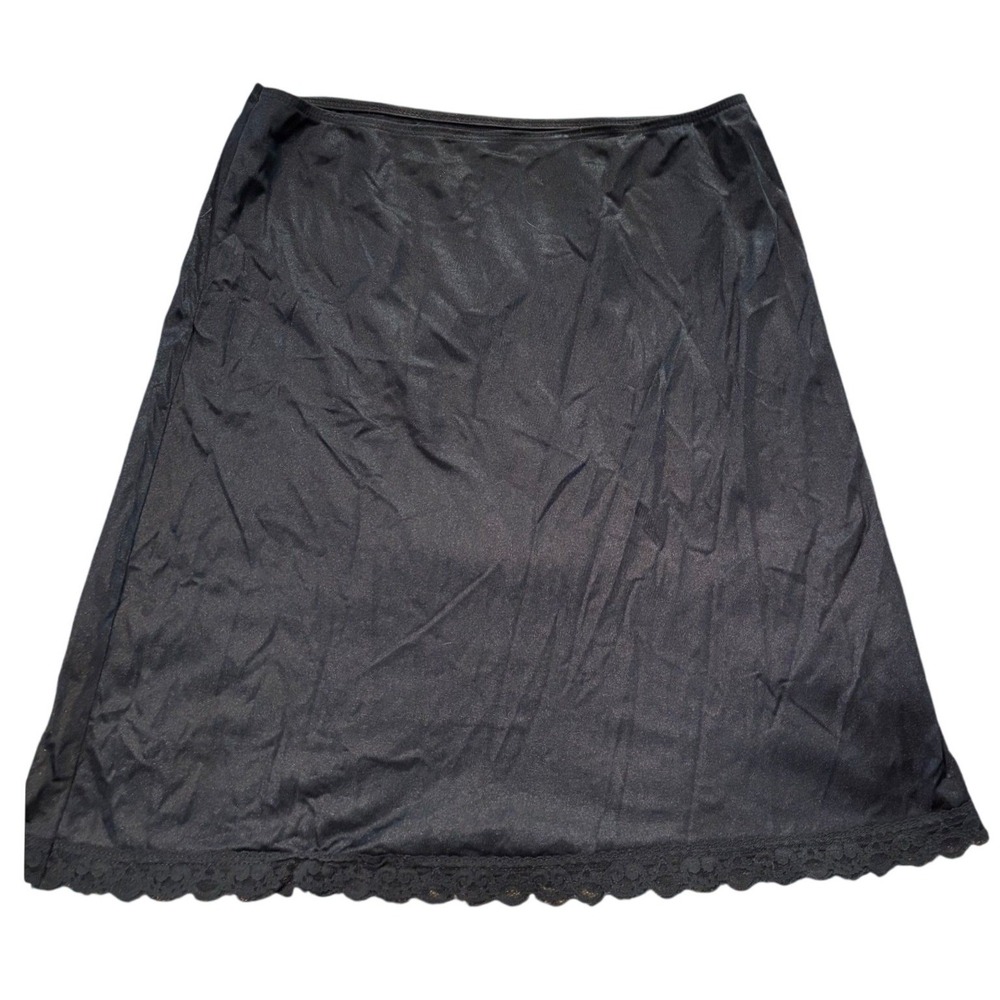 Vintage Deena Black Lace Trim Half Slip Skirt Medium Made in USA 2190L-23 Nylon